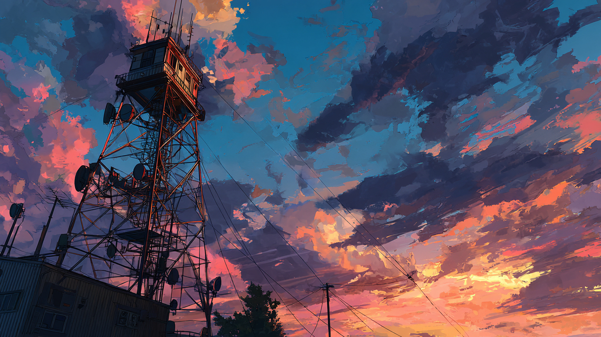 鉄塔のある夕暮れ