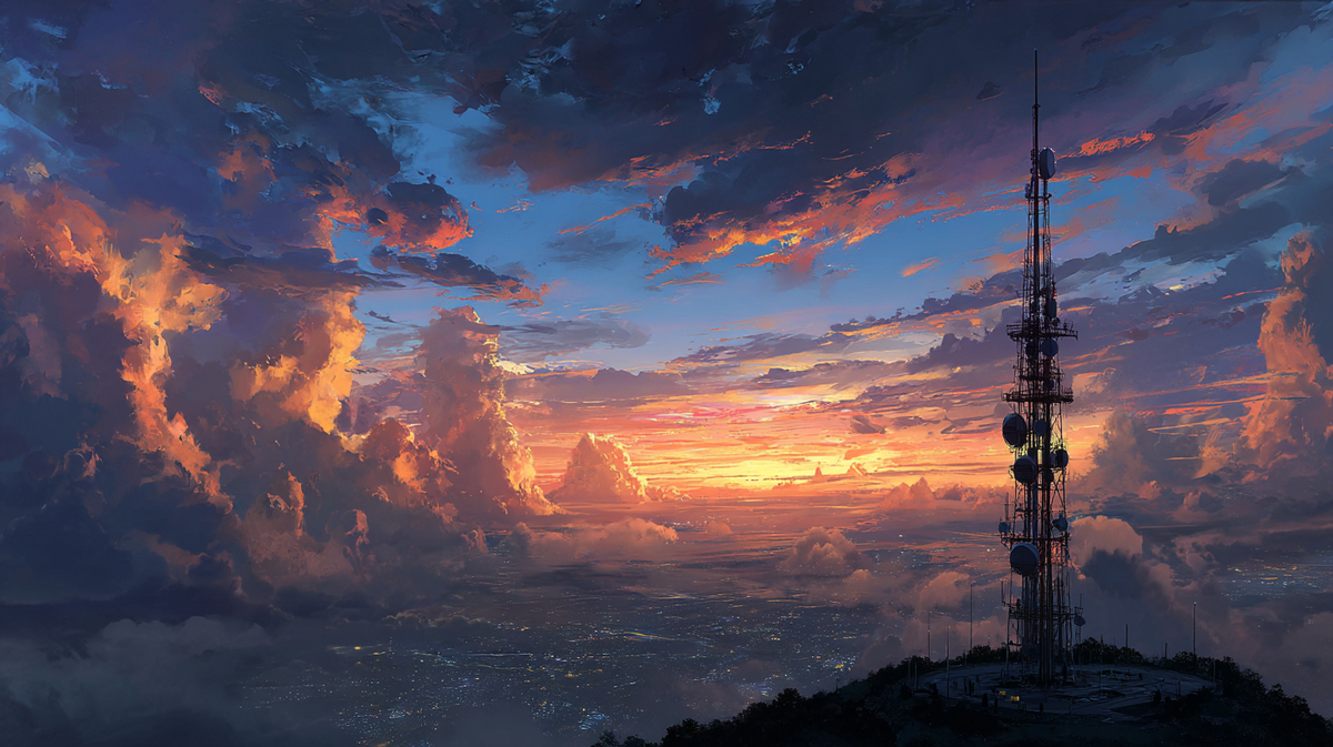 鉄塔のある夕暮れ