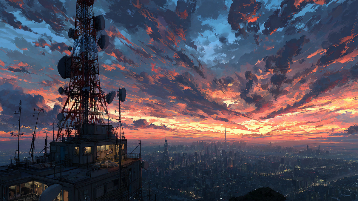 鉄塔のある夕暮れ
