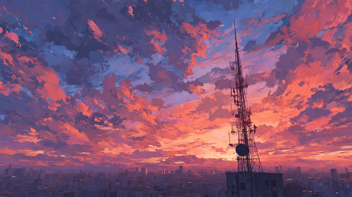 鉄塔のある夕暮れ