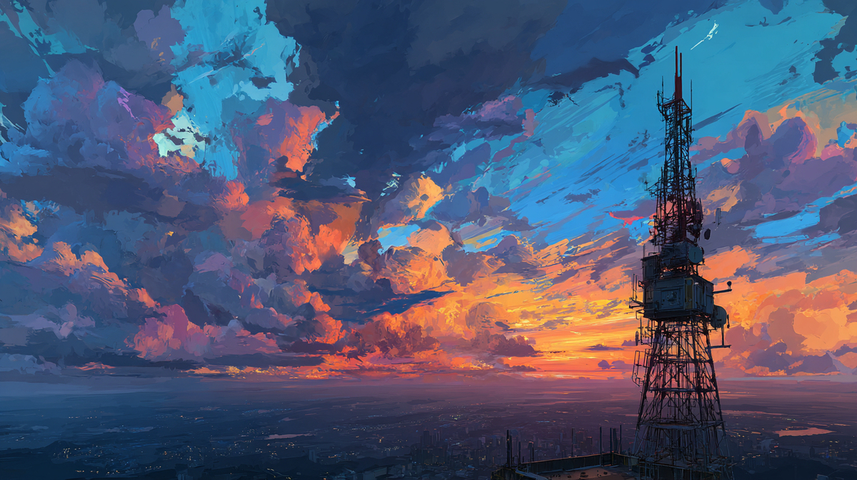 鉄塔のある夕暮れ