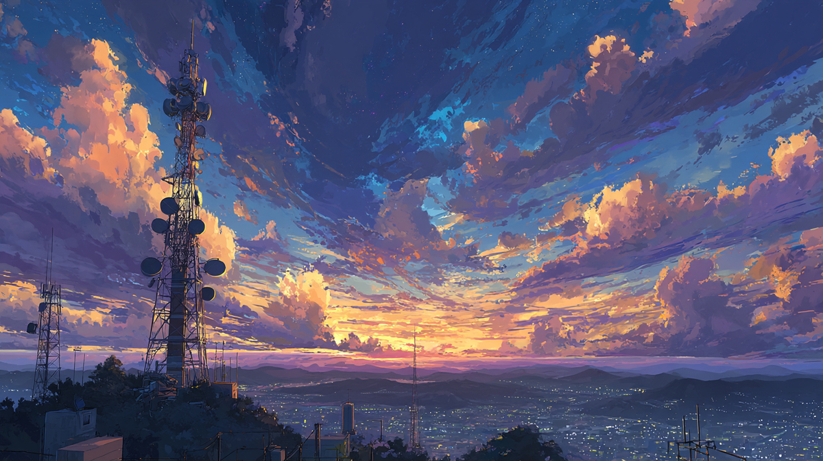 鉄塔のある夕暮れ