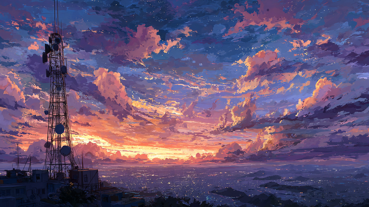 鉄塔のある夕暮れ