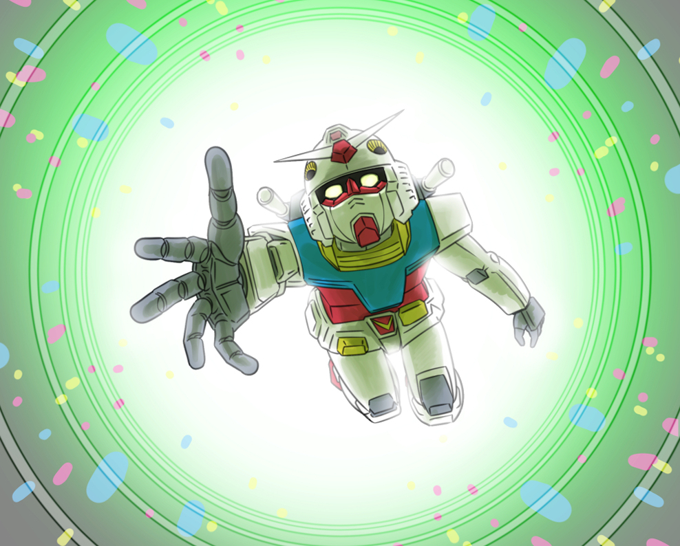 ゼクノヴァの向こうから出てくるガンダム