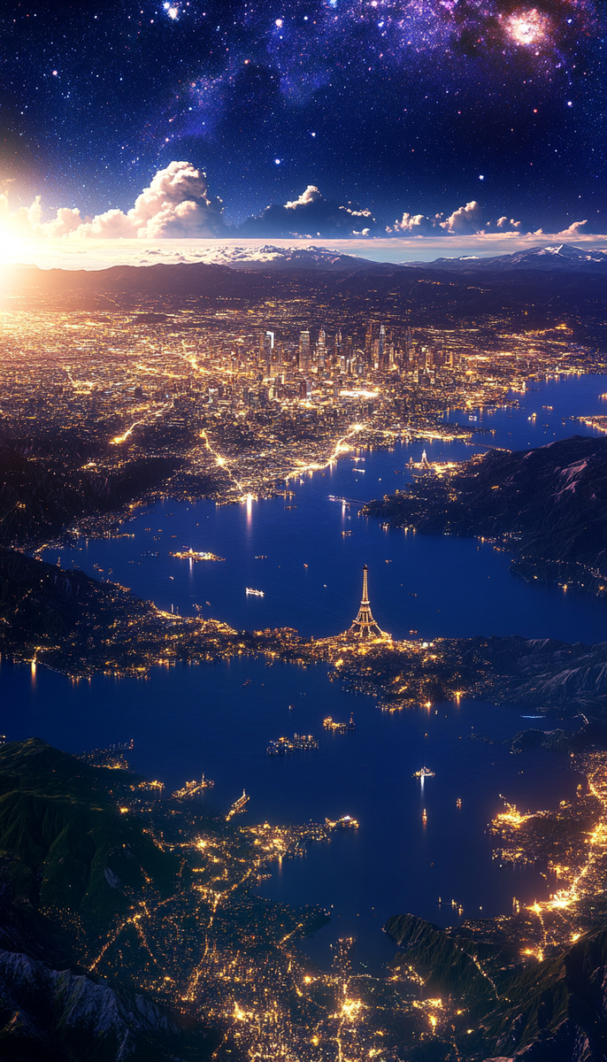 空撮した夜景