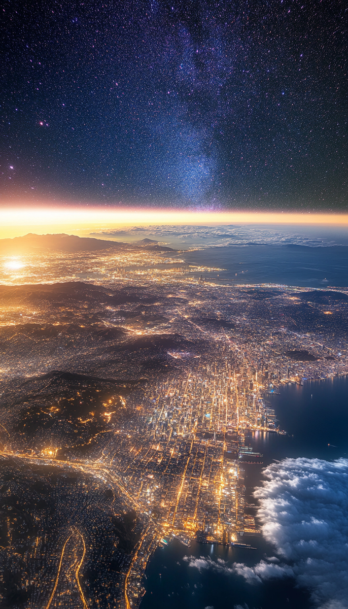空撮した夜景