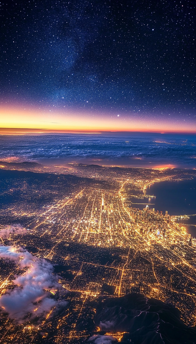 空撮した夜景