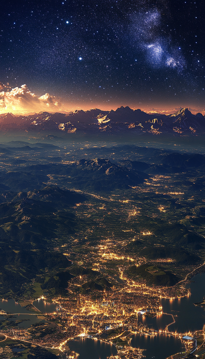 空撮した夜景