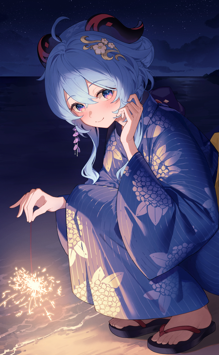 線香花火と甘雨ちゃん