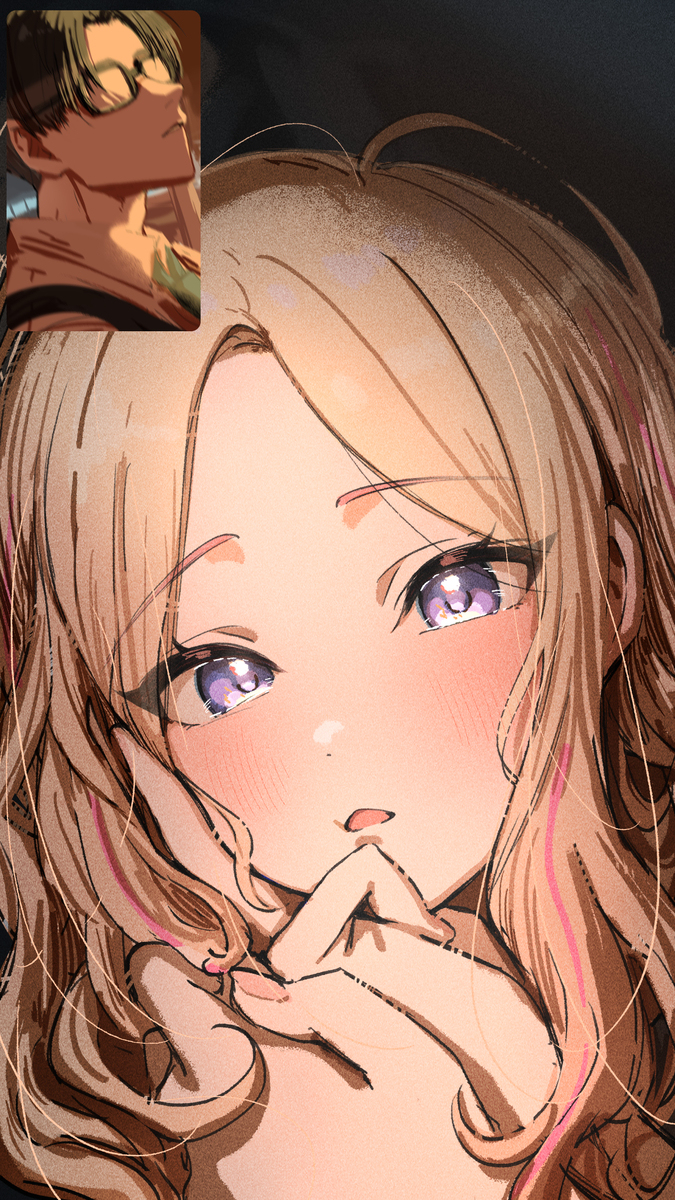 先輩とビデオ通話してる星南。