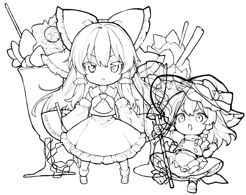 中デフォルメ霊夢＋魔理沙