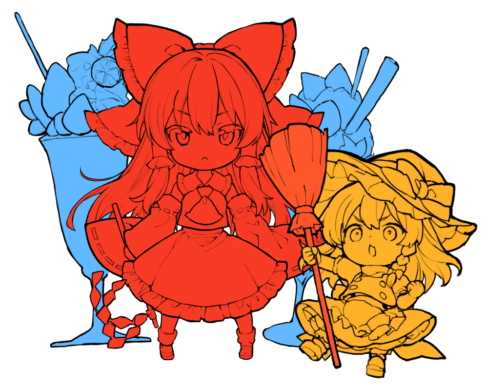中デフォルメ霊夢＋魔理沙