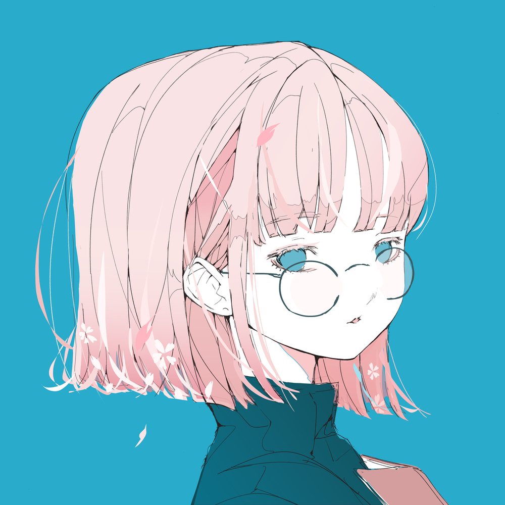 桜の髪の眼鏡女子。