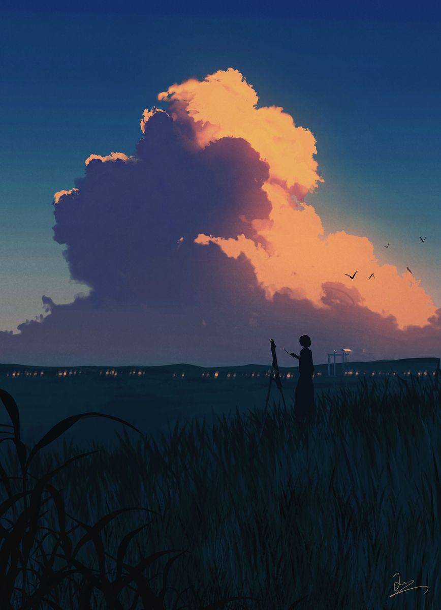 新作《夕阳入画》