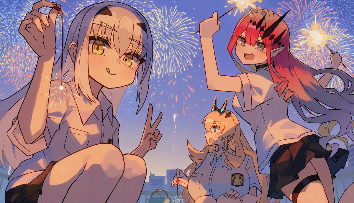 制服妖精騎士と花火