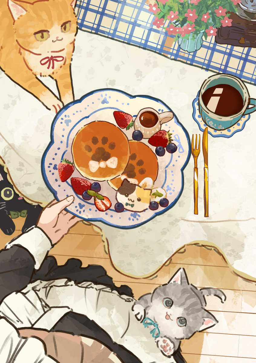 朝食はパンケーキ🥞🐈