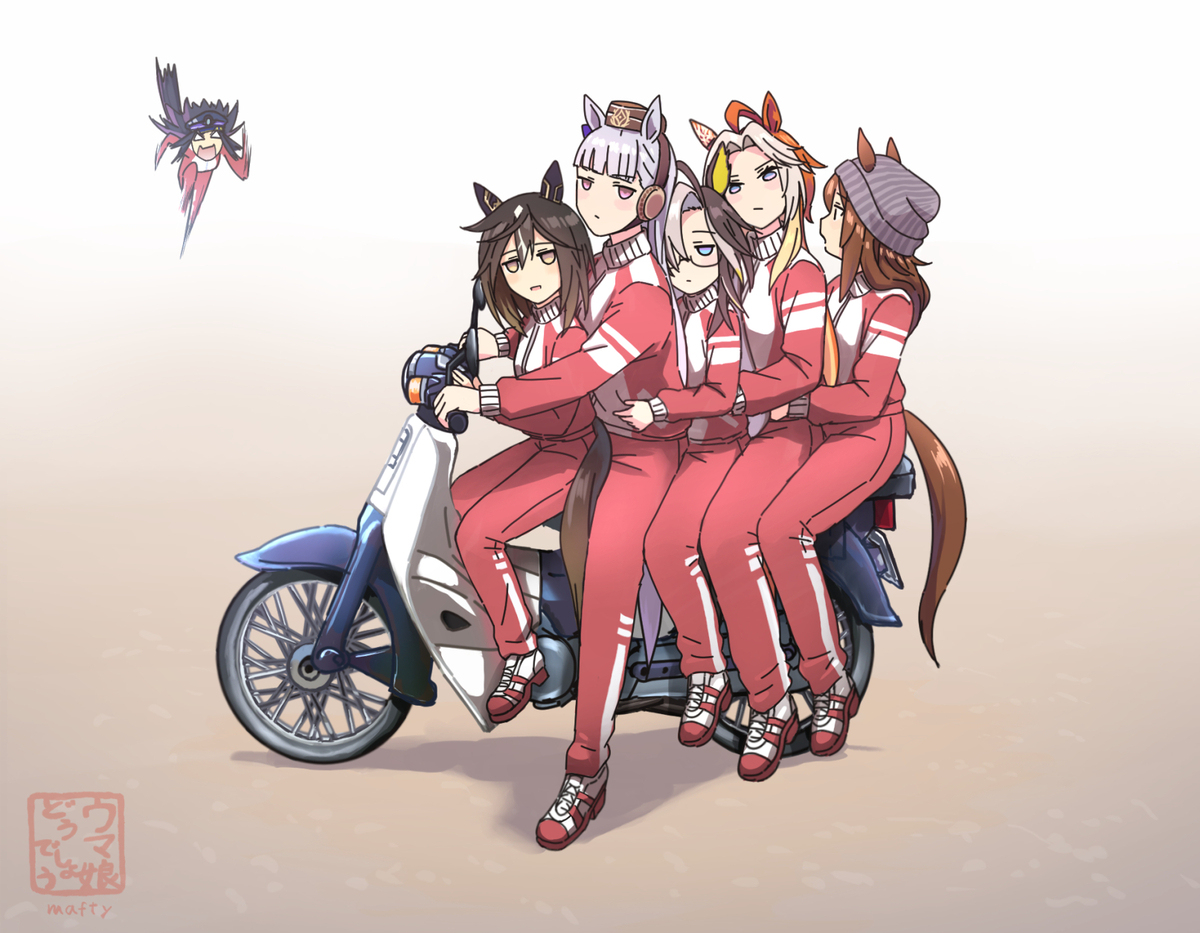 カブに乗るステゴファミリー