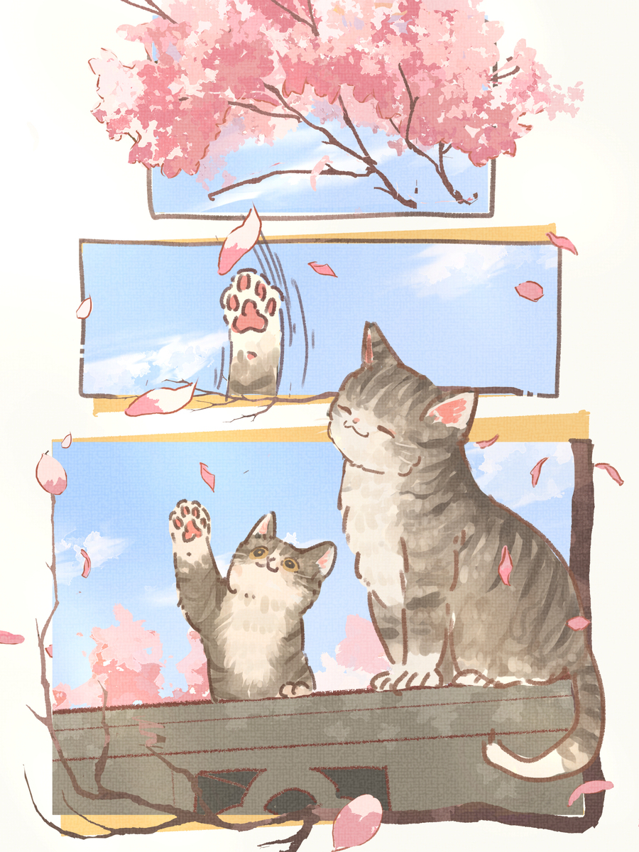 親子でお花見🌸🐈🐈