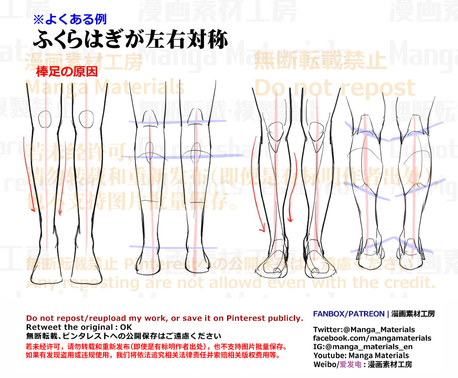 個人メモ：直立時の脚のライン