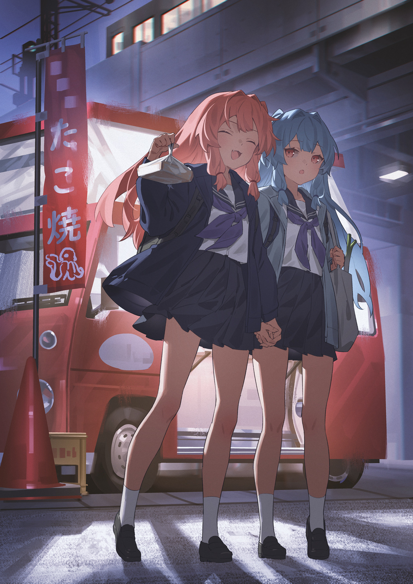 たこやきを買う姉妹ちゃん