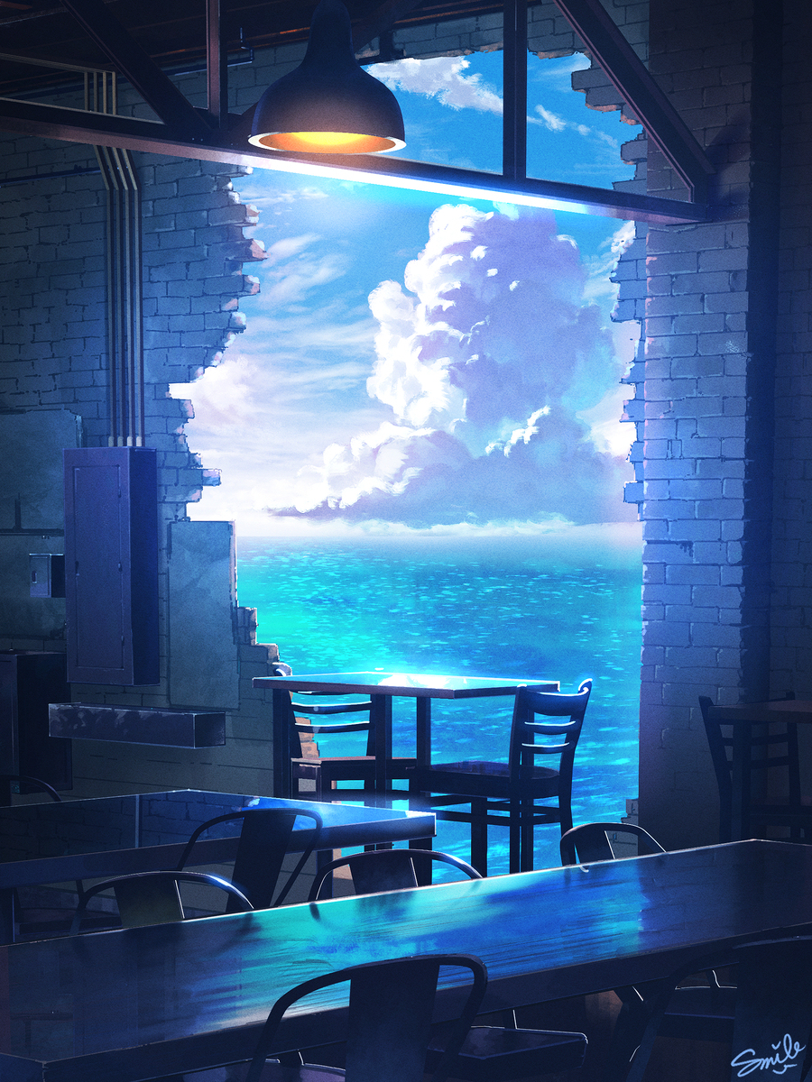 海が見える喫茶店
