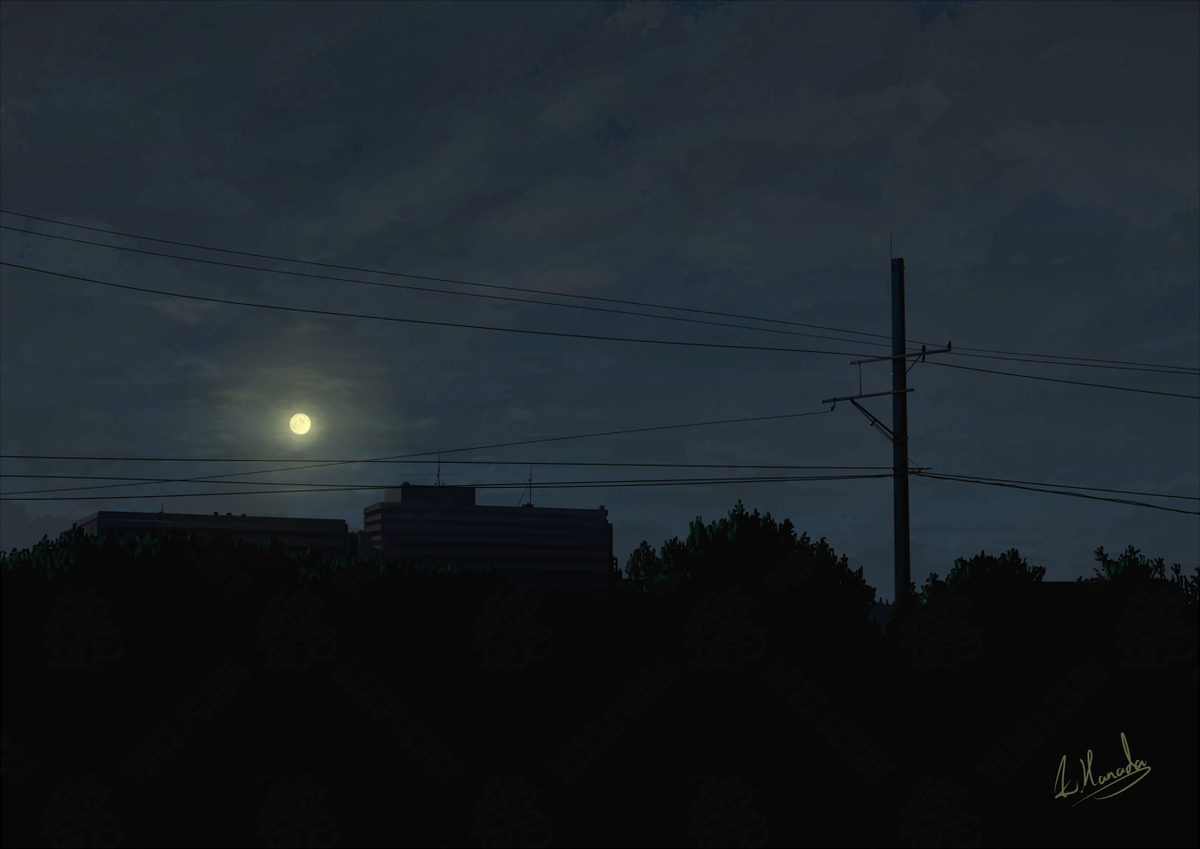 月夜に揺れる