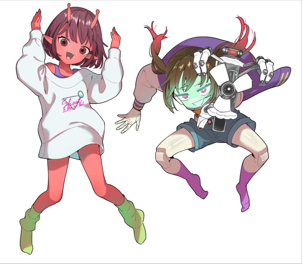 チハルちゃんとマキナちゃん（＋制作過程）
