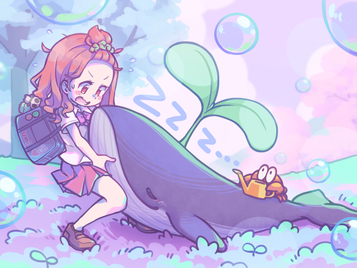 のんびりイラスト「芽クジラは立たない」