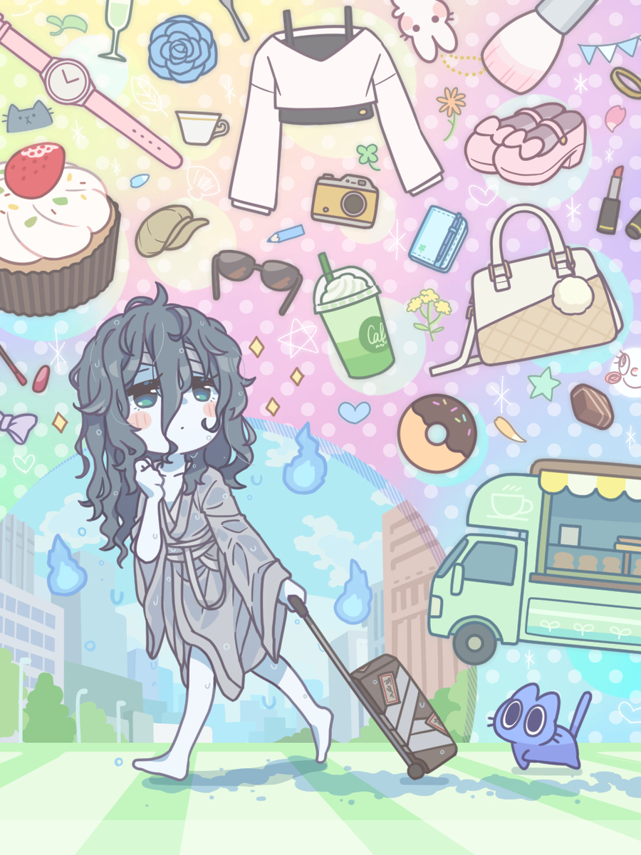 のんびりイラスト「乙女なオバケの都会デビュー」