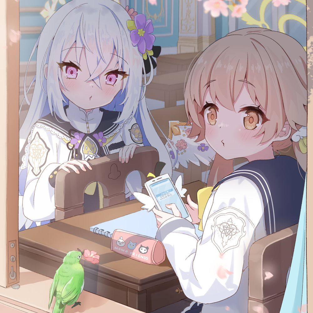 桜と小鳥（・8・）