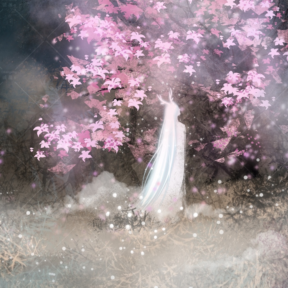 寻找插画幻想世界白鹿场景