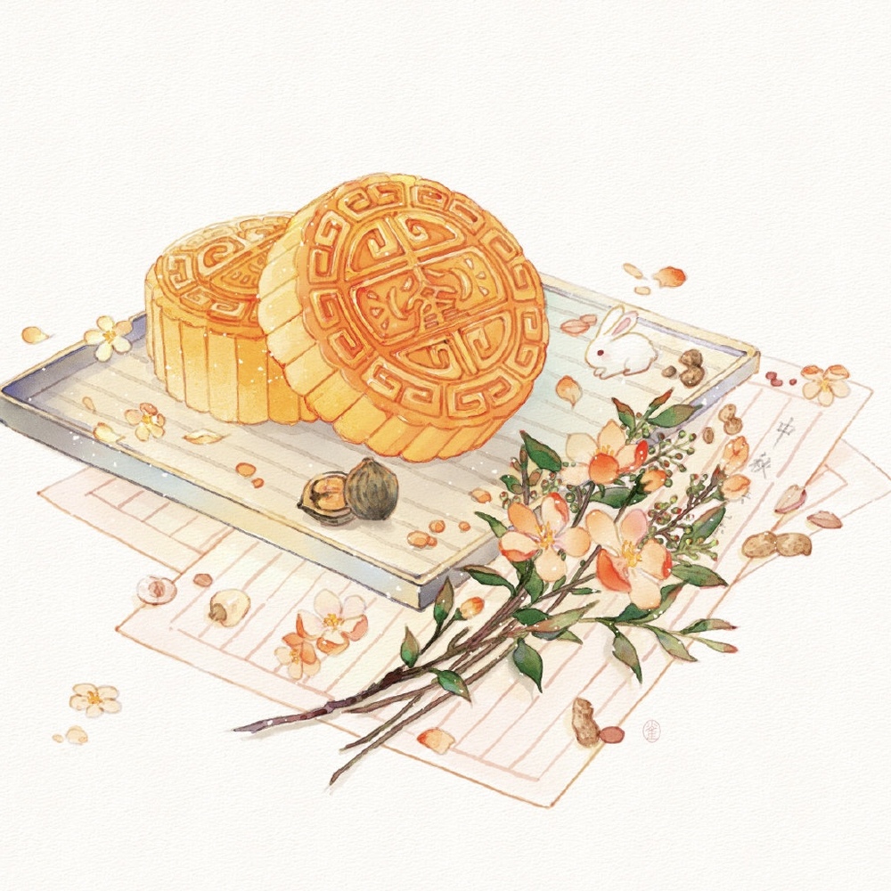 中秋快乐～
哈喽这里是雀雀，画风ps水彩
微博： ·ime
