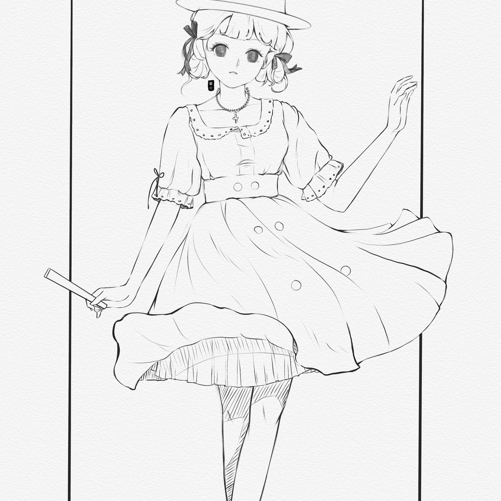 二次元速写风两张