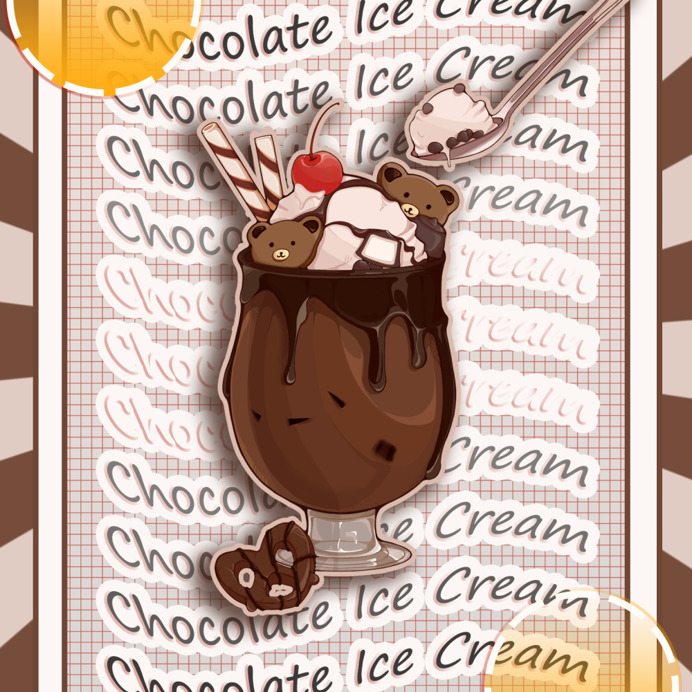 复古的！巧克力冰淇凌！学习了新的背景制作，不是💩盆镶金边吧∑(ﾟωﾟﾉ)ノ