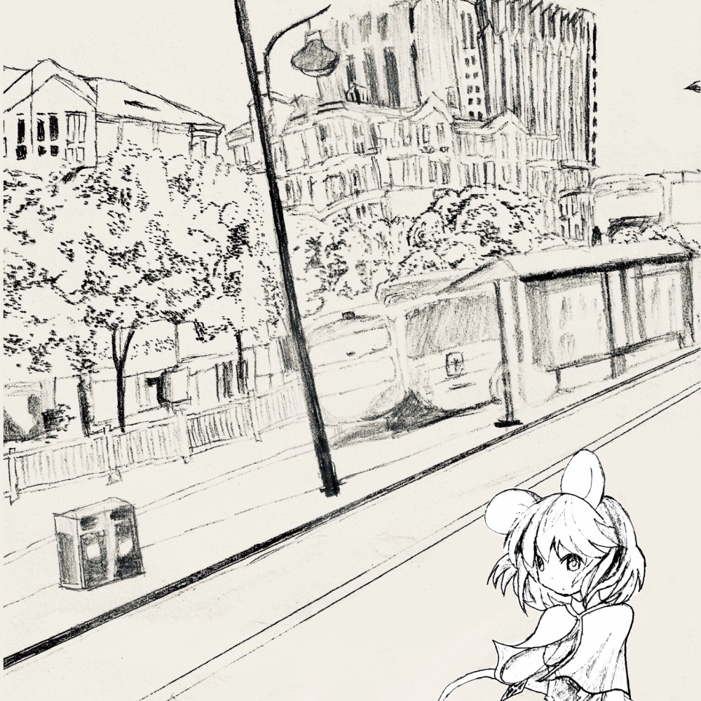 东方同人插画【加油！小纳兹！】「少女所见的街道原风景」