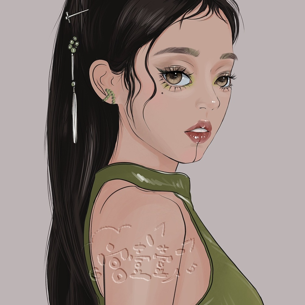 少女头像插画